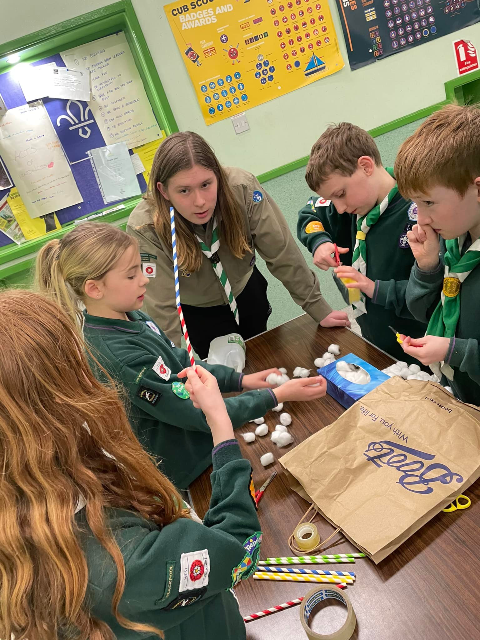 Helping Cubs Make an Egg Parachute
